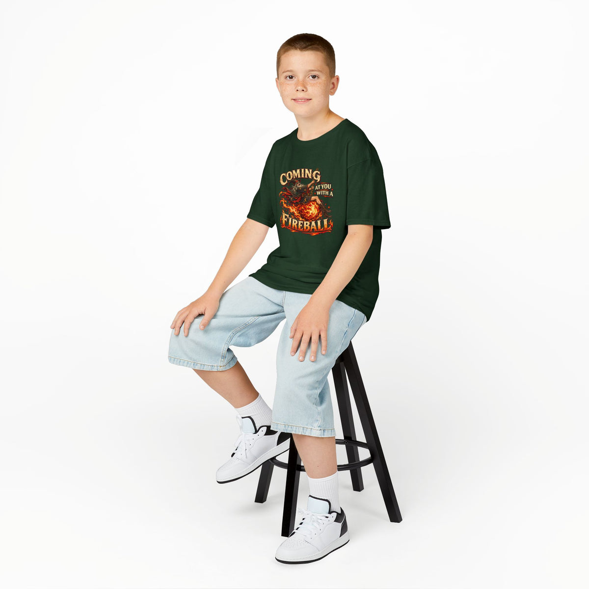 Kids Fireball Dragon T-Shirt | Cute Fantasy RPG Adventure Tee