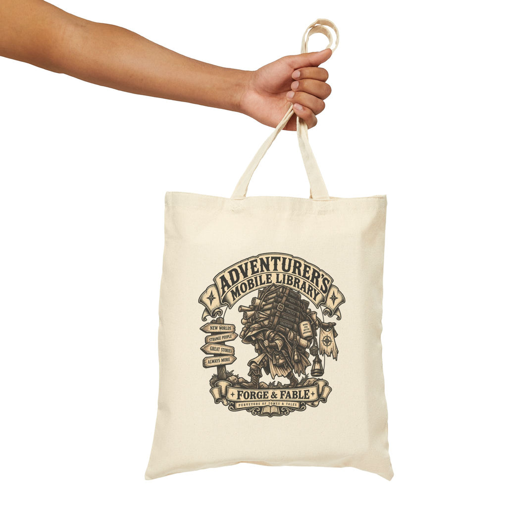 Adventurer’s Mobile Library Canvas Tote | Fantasy Book Lover Bag