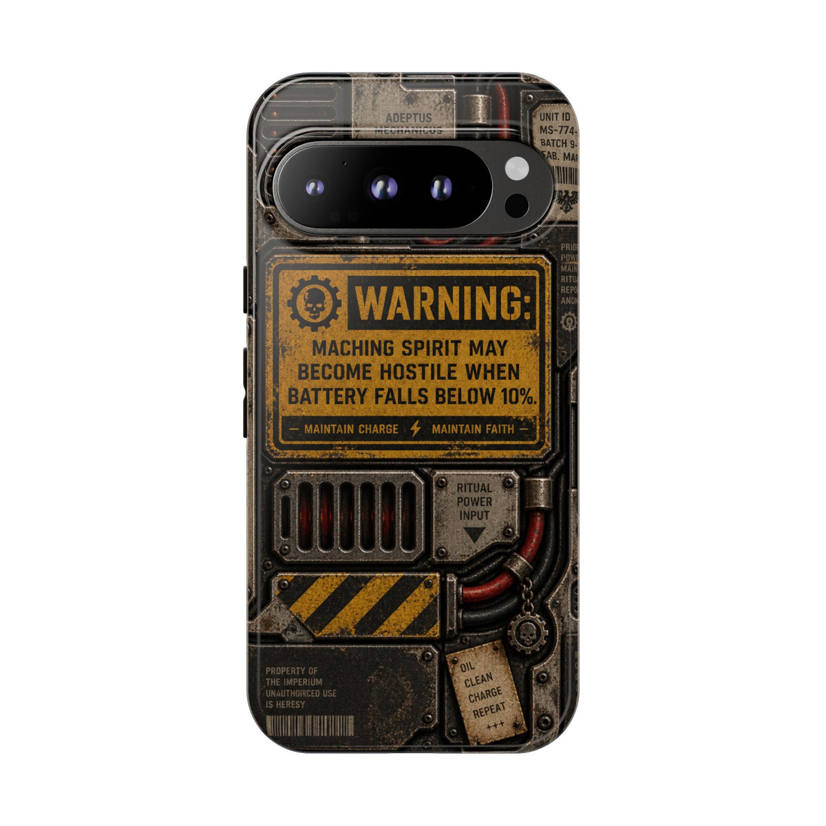 Machine Spirit Warning Phone Case | Grimdark Sci-Fi Design