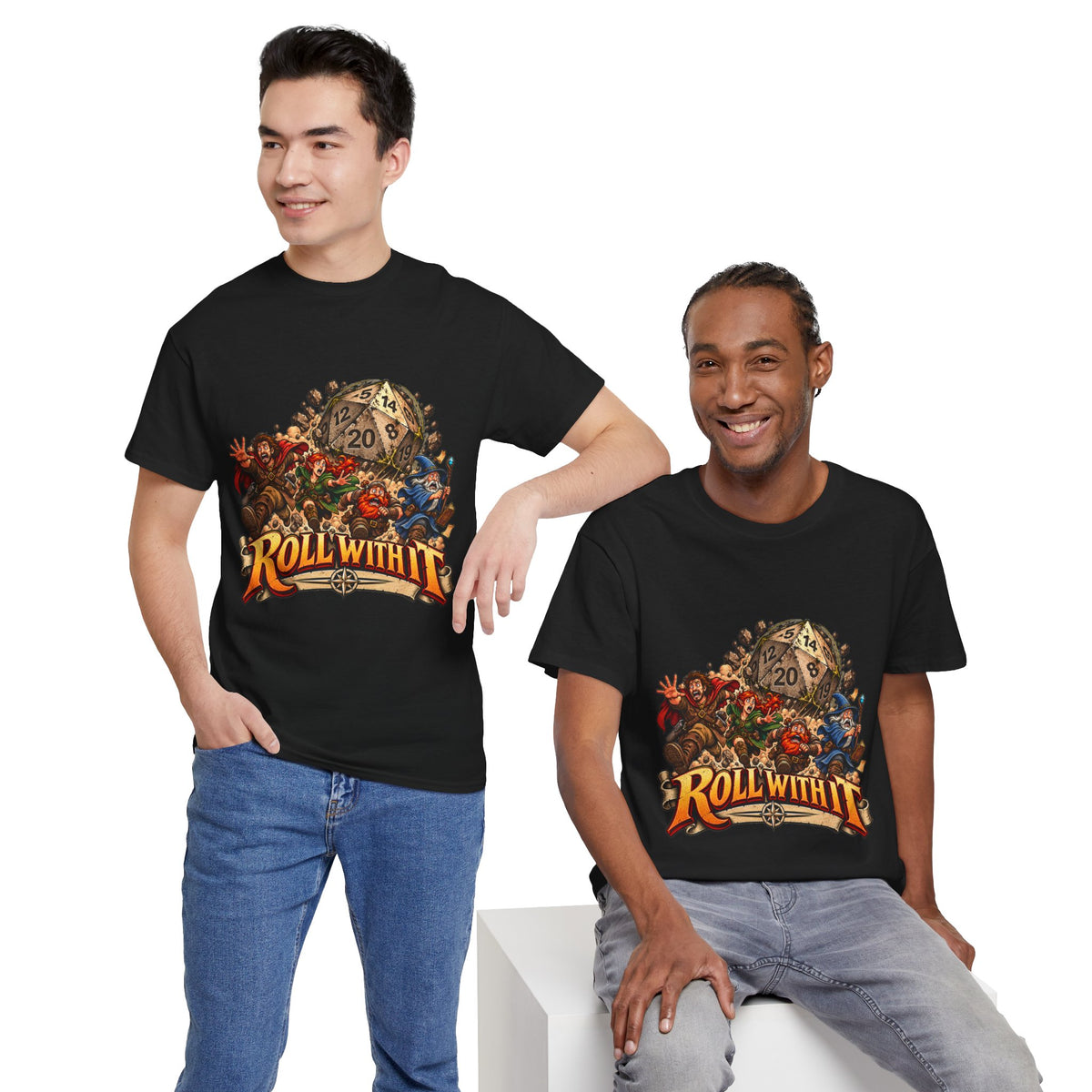 Roll With It D20 T-Shirt | Funny Tabletop RPG Dice Tee