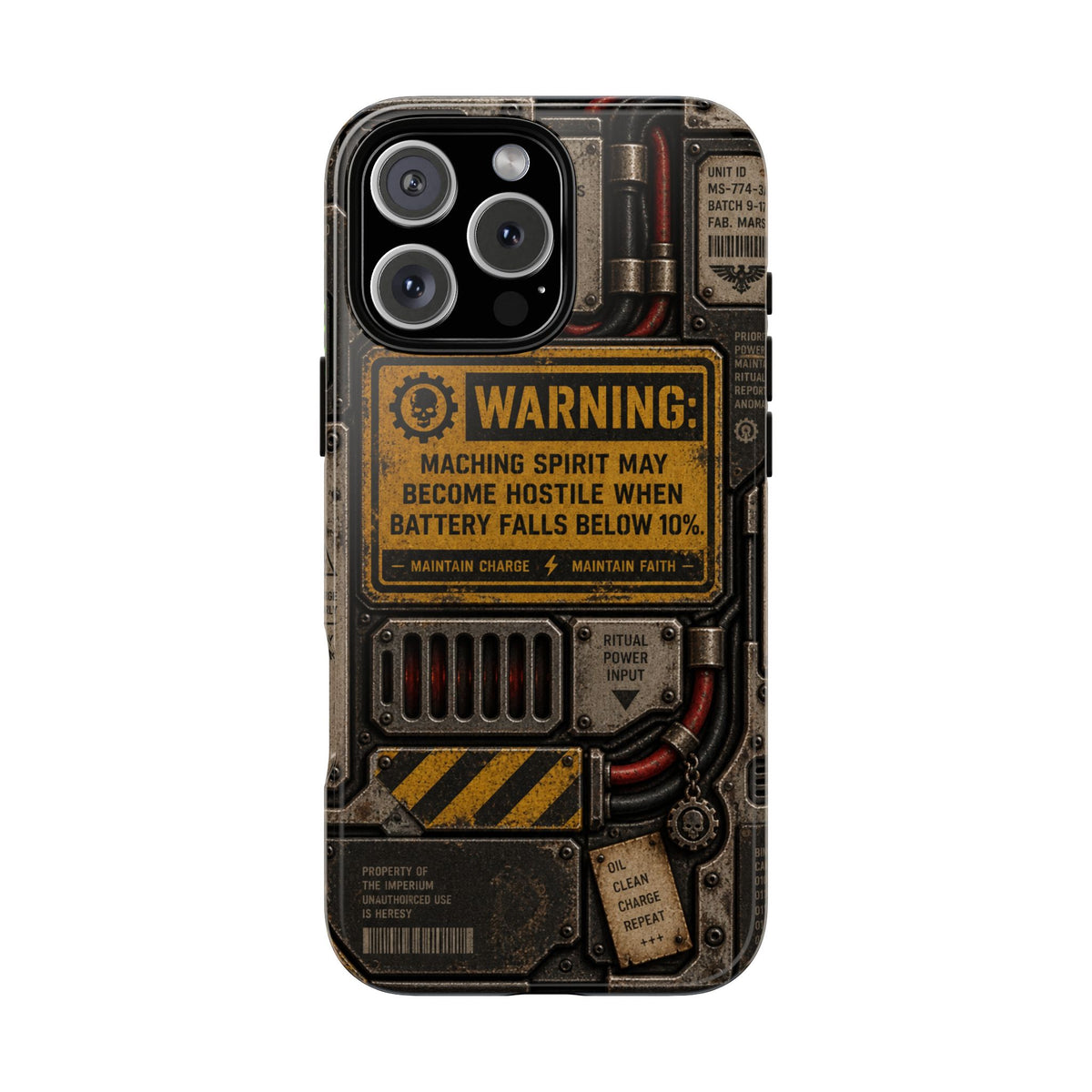 Machine Spirit Warning Phone Case | Grimdark Sci-Fi Design