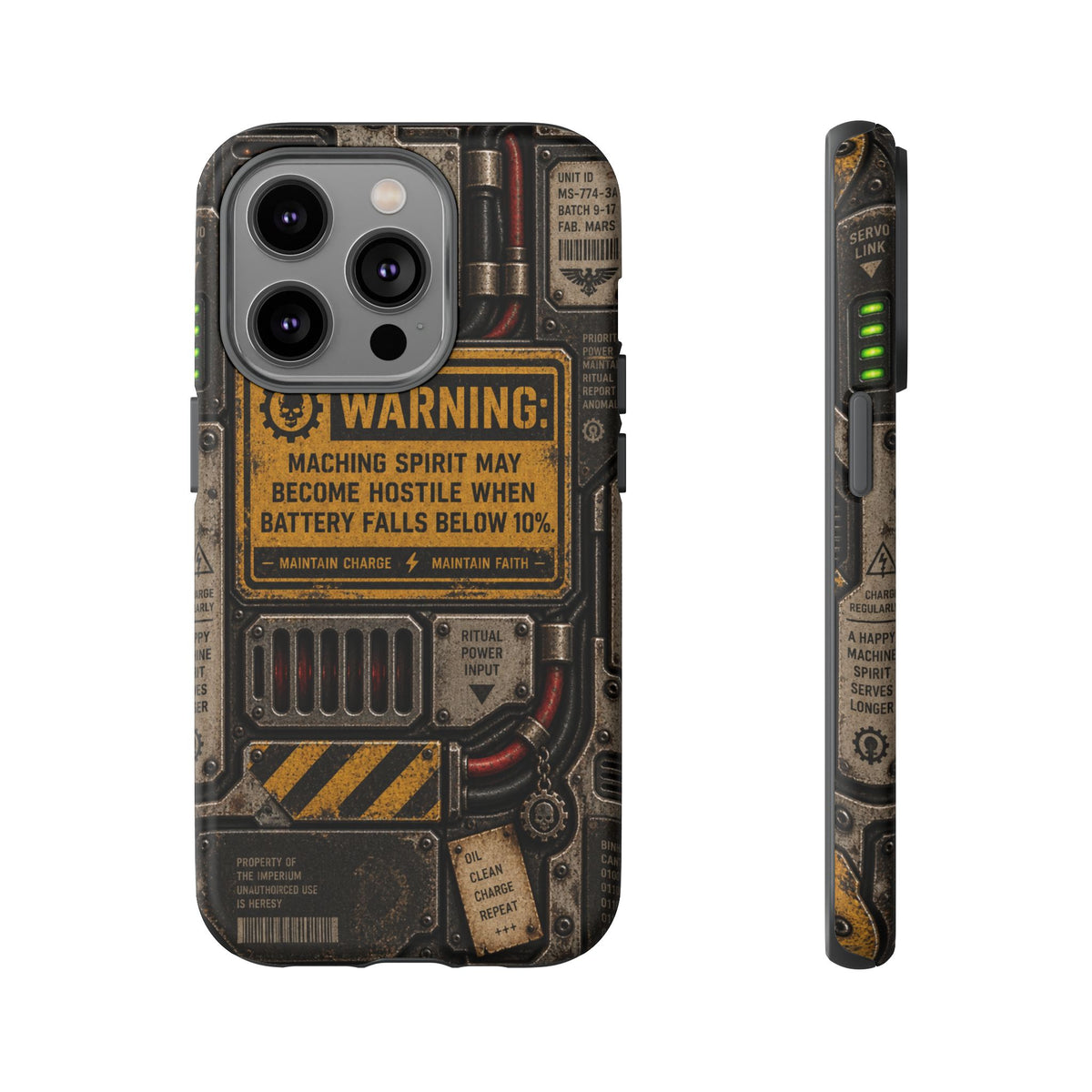 Machine Spirit Warning Phone Case | Grimdark Sci-Fi Design