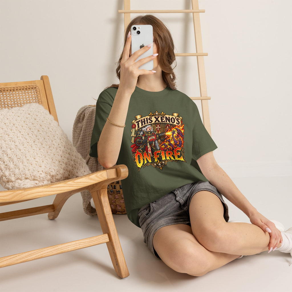 This Xeno’s on Fire Shirt – Sisters of Battle Music Parody Tee