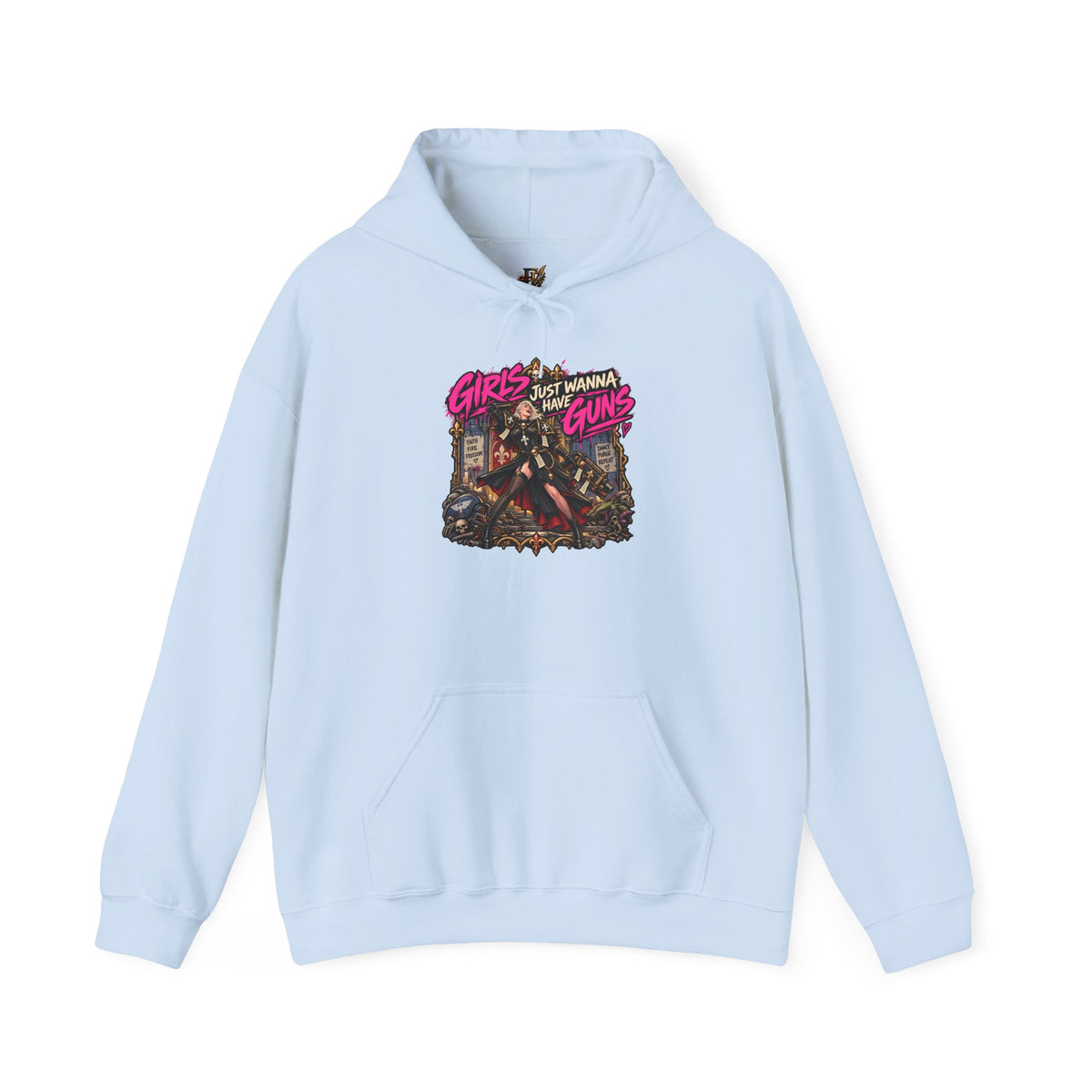 Girls Just Wanna Have Guns Hoodie | Grimdark Battle Sisters Warhammer Inspired Sci-Fi Parody Pullover