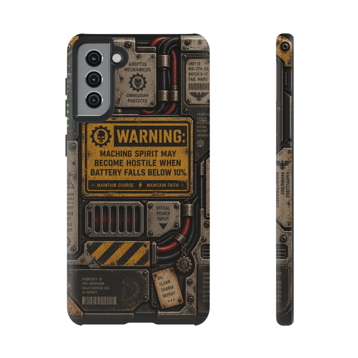 Machine Spirit Warning Phone Case | Grimdark Sci-Fi Design