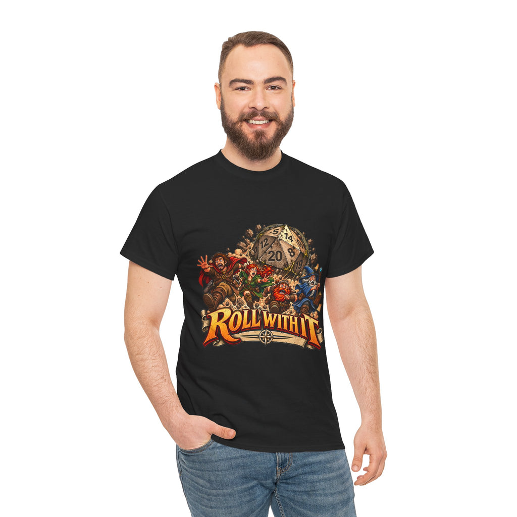 Roll With It D20 T-Shirt | Funny Tabletop RPG Dice Tee