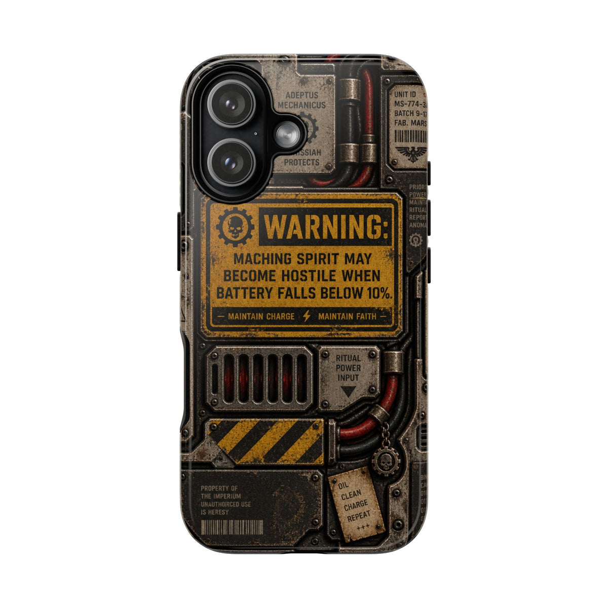 Machine Spirit Warning Phone Case | Grimdark Sci-Fi Design