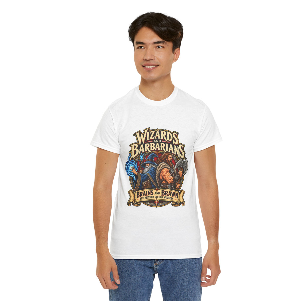 Wizards & Barbarians T-Shirt | Funny Fantasy RPG Gamer Tee