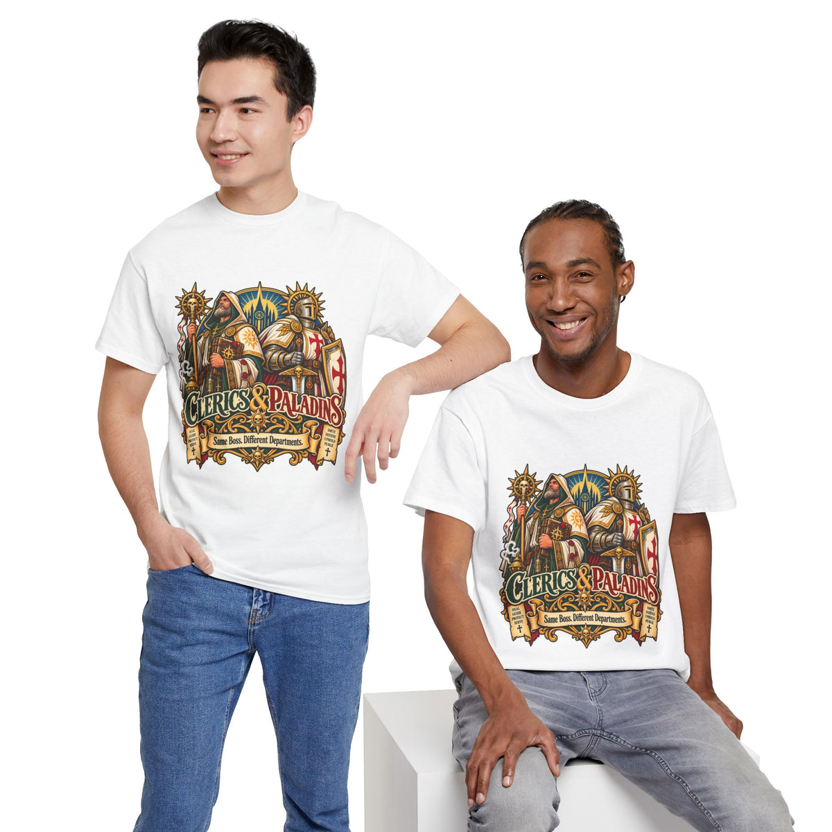 Clerics & Paladins RPG Tee | Same Boss, Different Departments