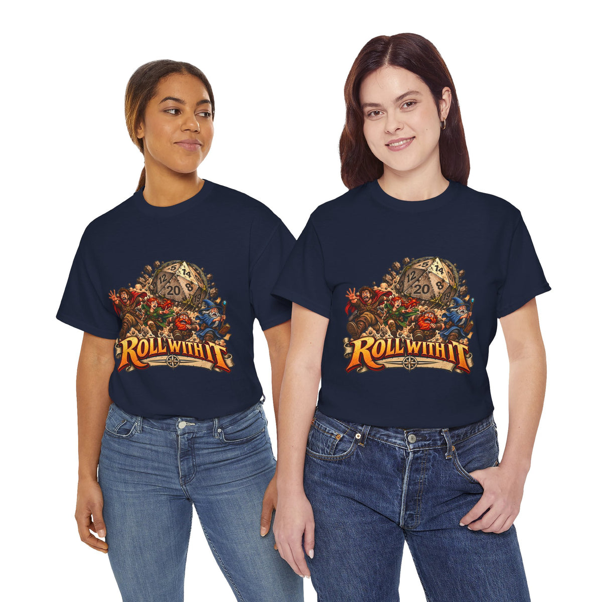 Roll With It D20 T-Shirt | Funny Tabletop RPG Dice Tee