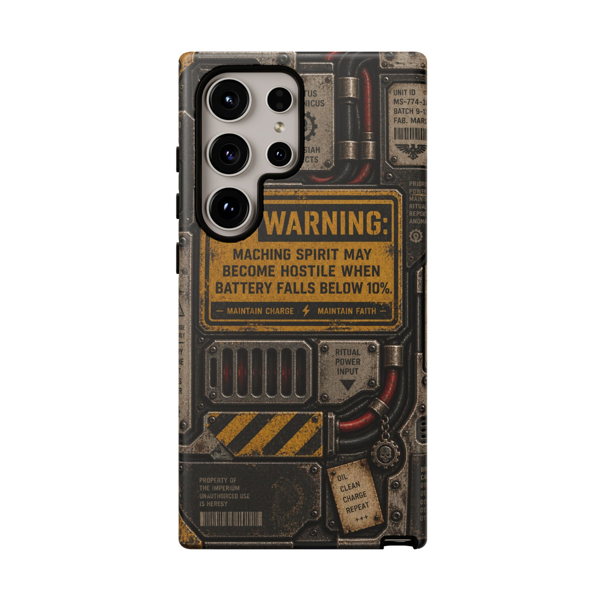 Machine Spirit Warning Phone Case | Grimdark Sci-Fi Design
