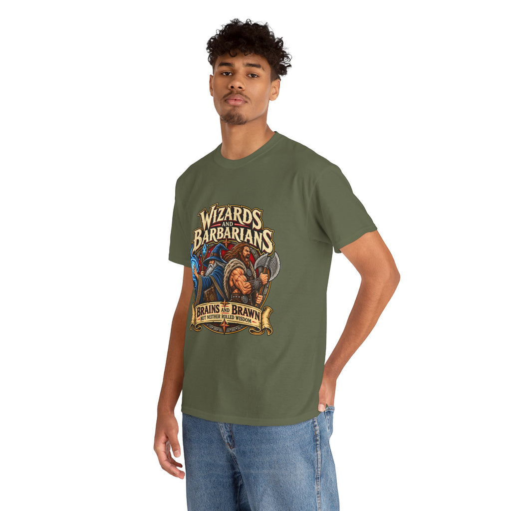 Wizards & Barbarians T-Shirt | Funny Fantasy RPG Gamer Tee