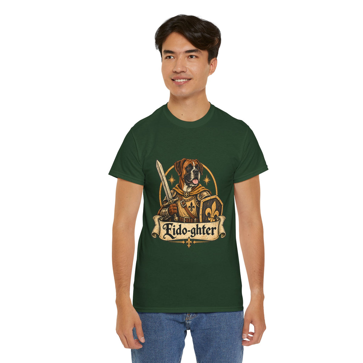 Fido Fighter Dog T Shirt Funny Fantasy Warrior Tee