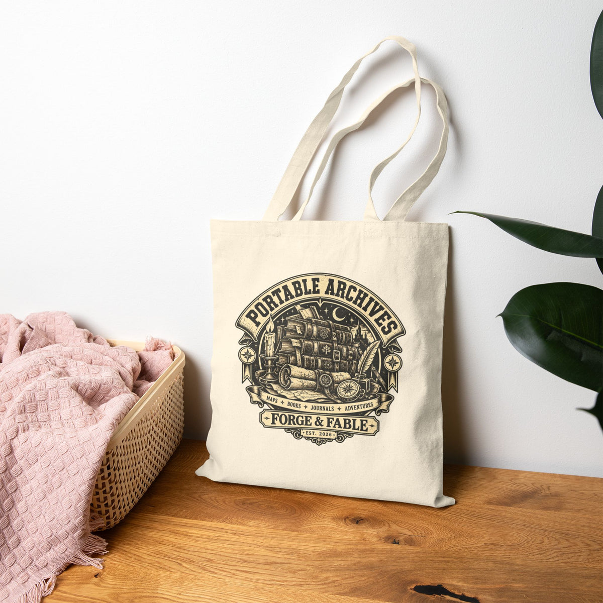 Portable Archives Canvas Tote Bag | Vintage Book Lover Gift