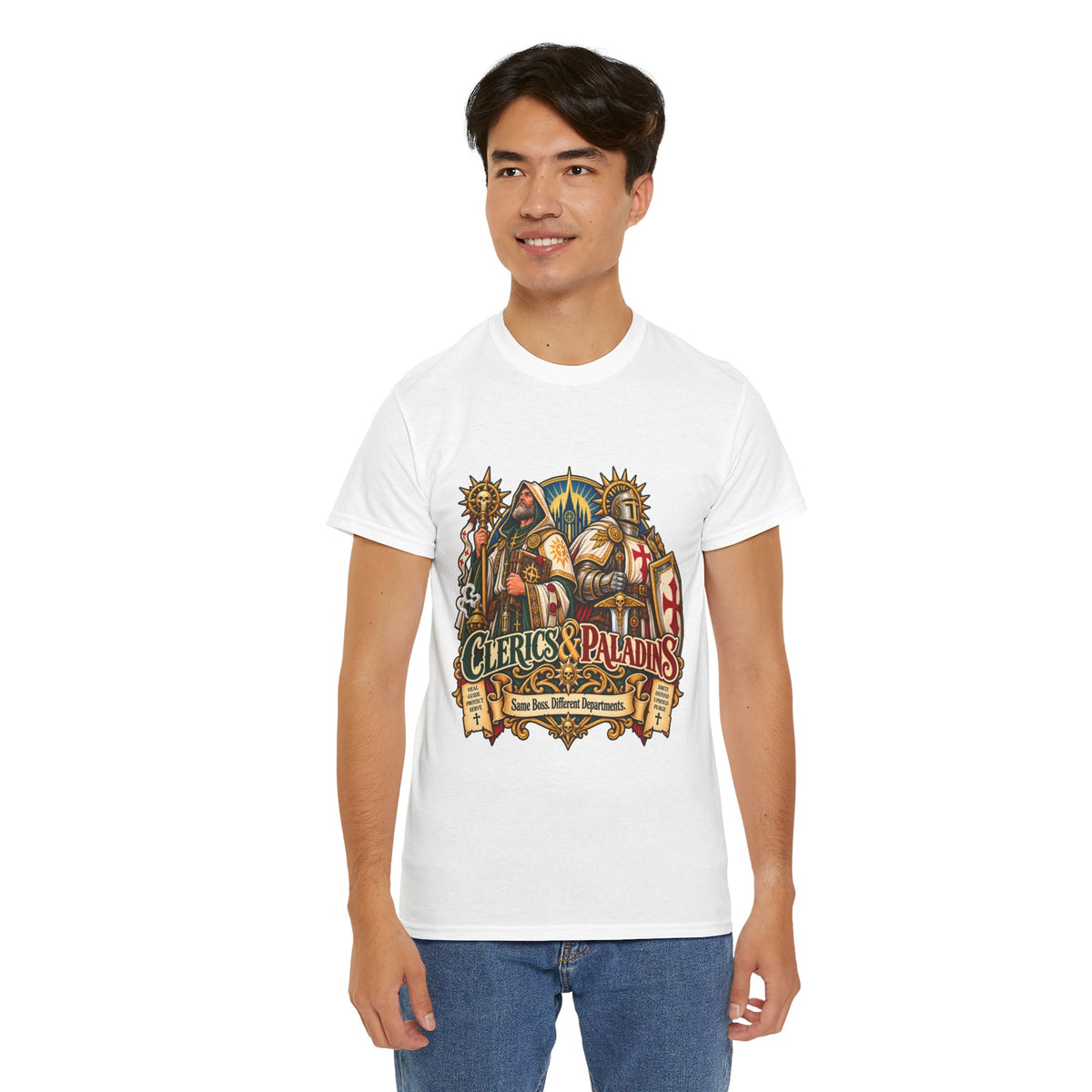 Clerics & Paladins RPG Tee | Same Boss, Different Departments