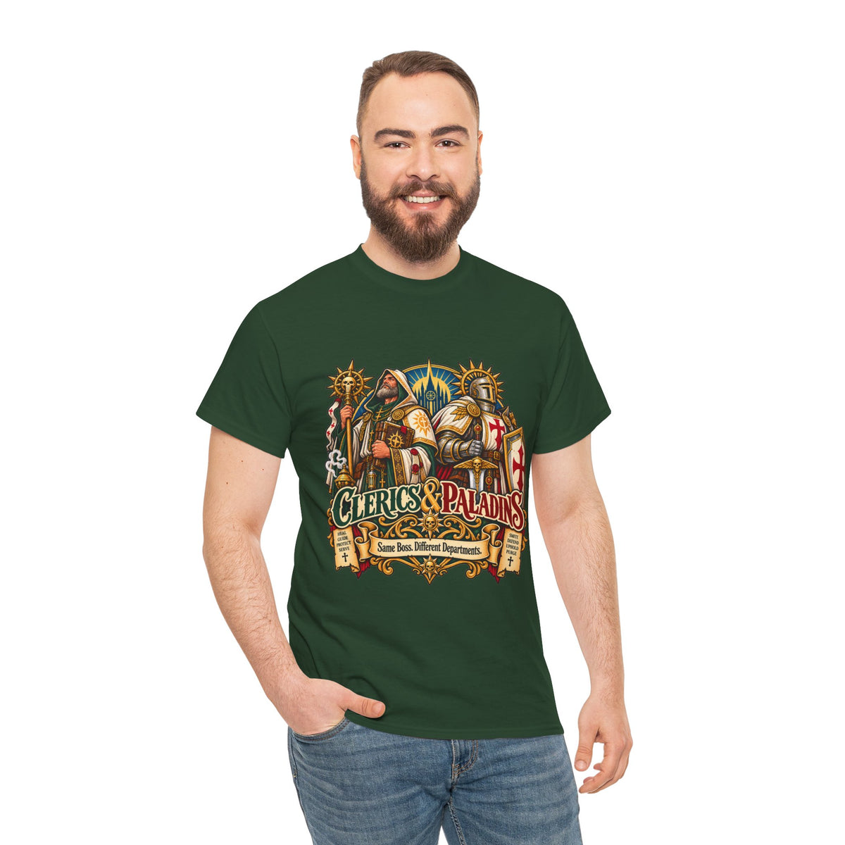 Clerics & Paladins RPG Tee | Same Boss, Different Departments