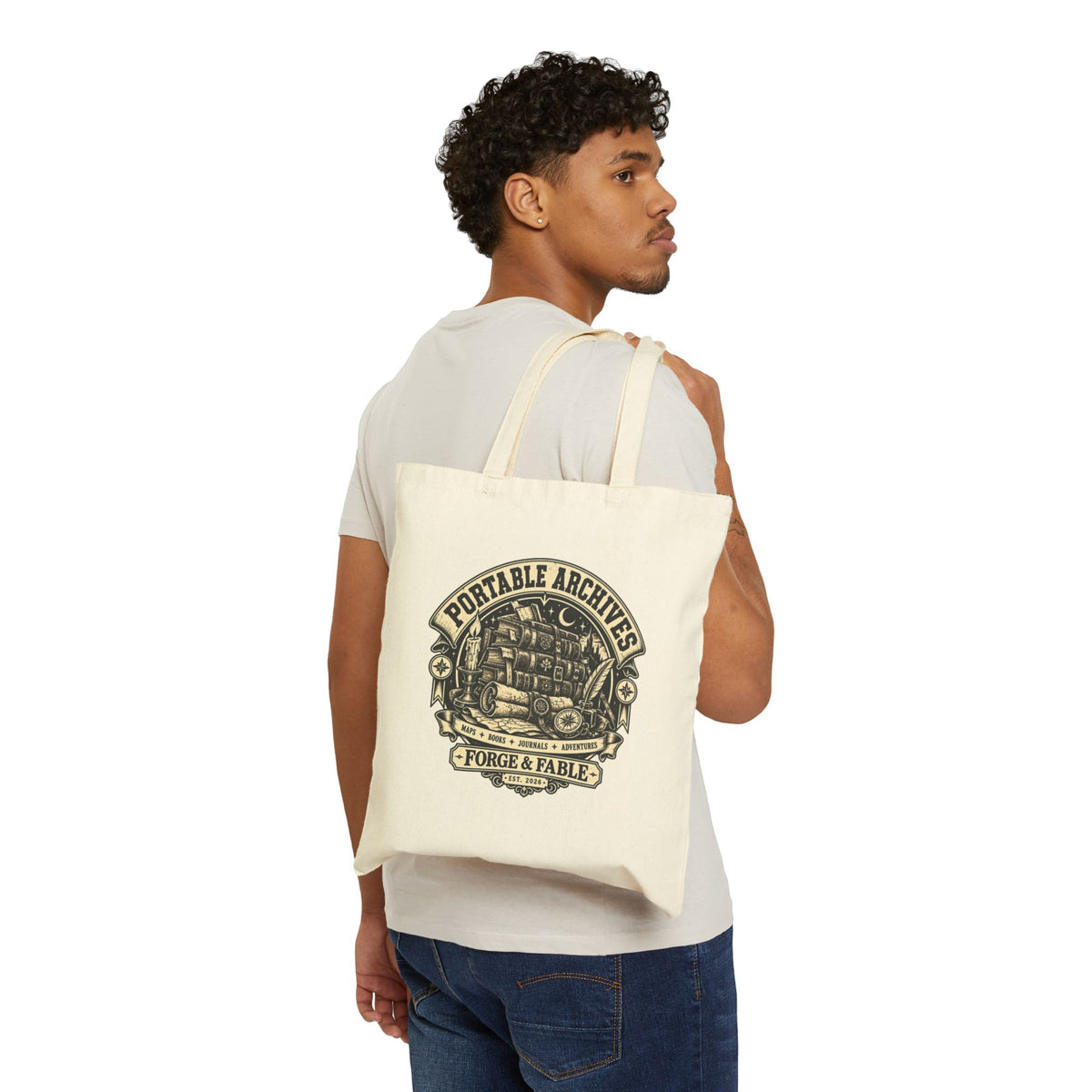 Portable Archives Canvas Tote Bag | Vintage Book Lover Gift