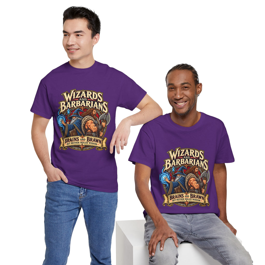 Wizards & Barbarians T-Shirt | Funny Fantasy RPG Gamer Tee