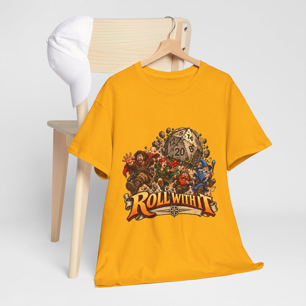 Roll With It D20 T-Shirt | Funny Tabletop RPG Dice Tee