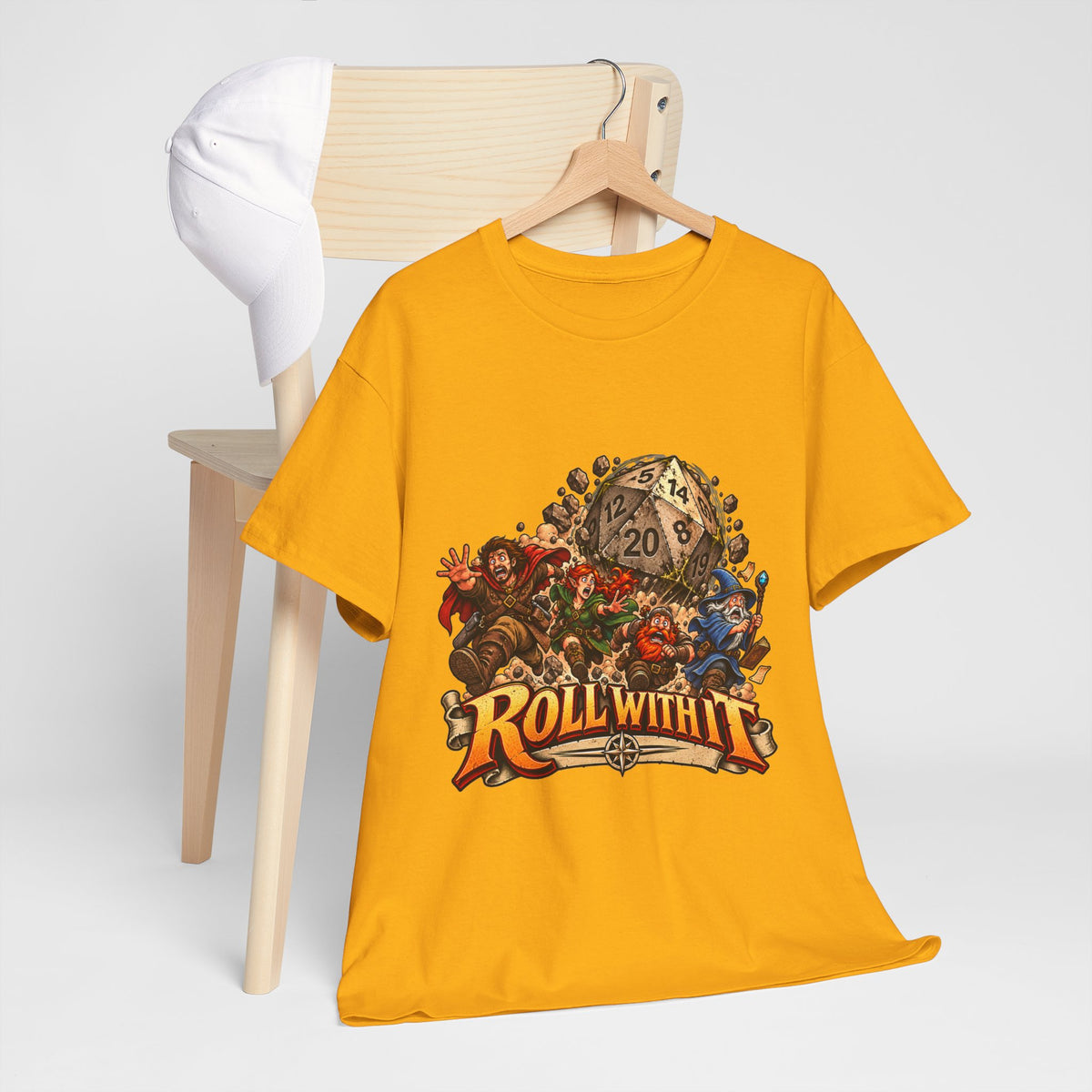 Roll With It D20 T-Shirt | Funny Tabletop RPG Dice Tee