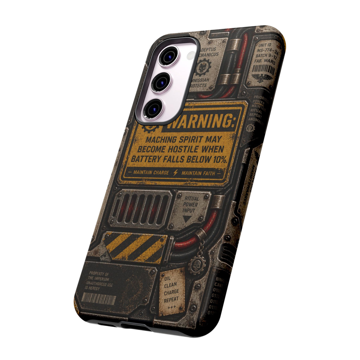 Machine Spirit Warning Phone Case | Grimdark Sci-Fi Design