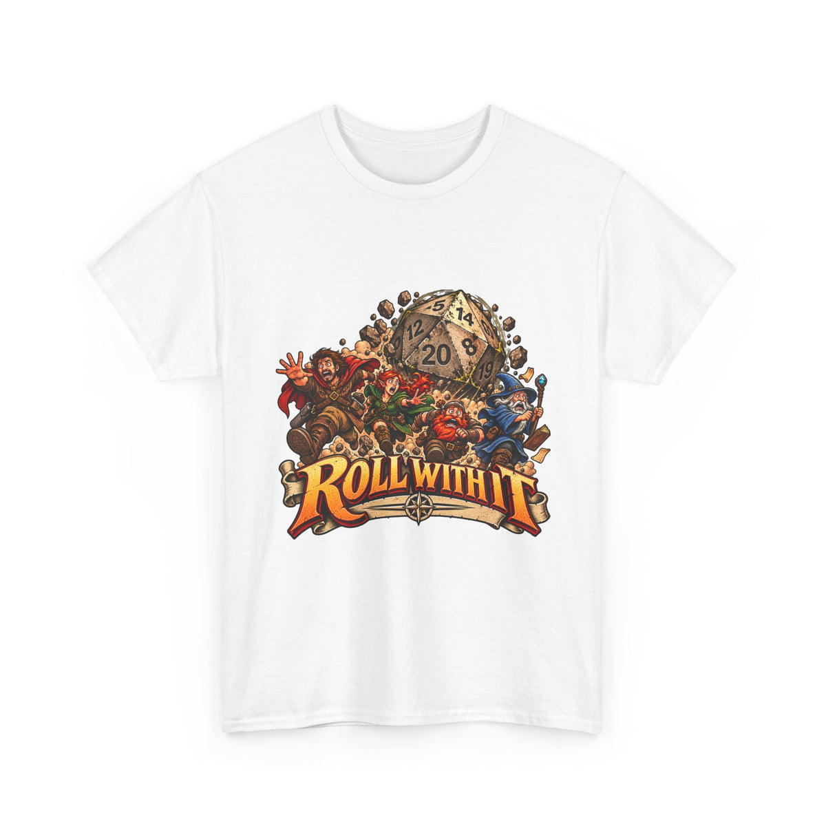 Roll With It D20 T-Shirt | Funny Tabletop RPG Dice Tee