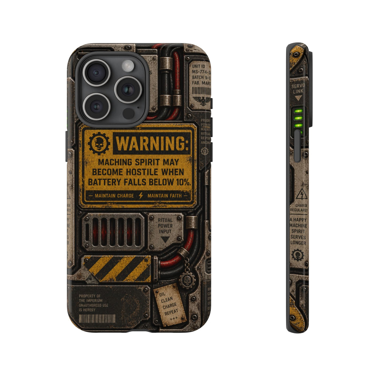 Machine Spirit Warning Phone Case | Grimdark Sci-Fi Design