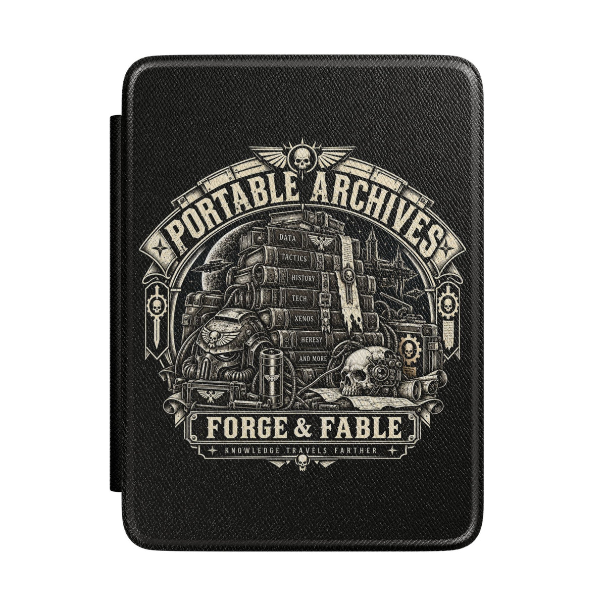 Portable Archives Kindle Case | Gothic Bookstack Design