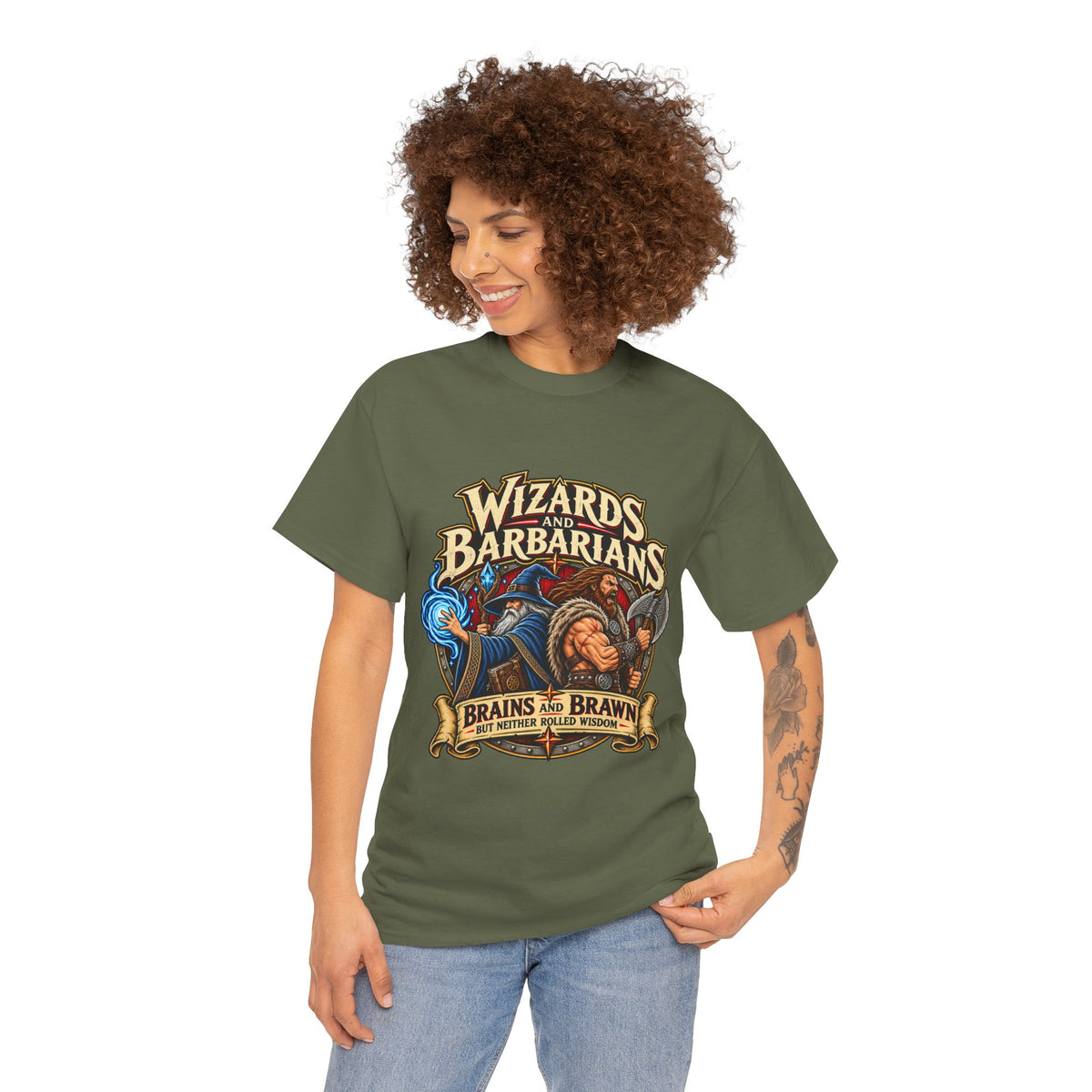 Wizards & Barbarians T-Shirt | Funny Fantasy RPG Gamer Tee