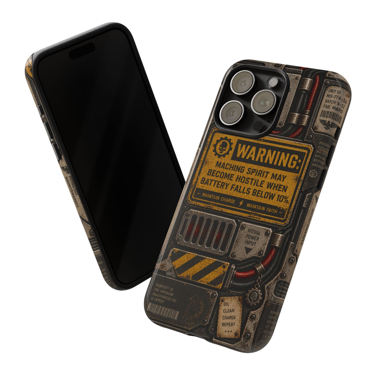 Machine Spirit Warning Phone Case | Grimdark Sci-Fi Design