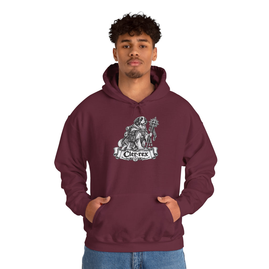 Cler-Rex Dog Hoodie – Cleric Fantasy RPG Pullover