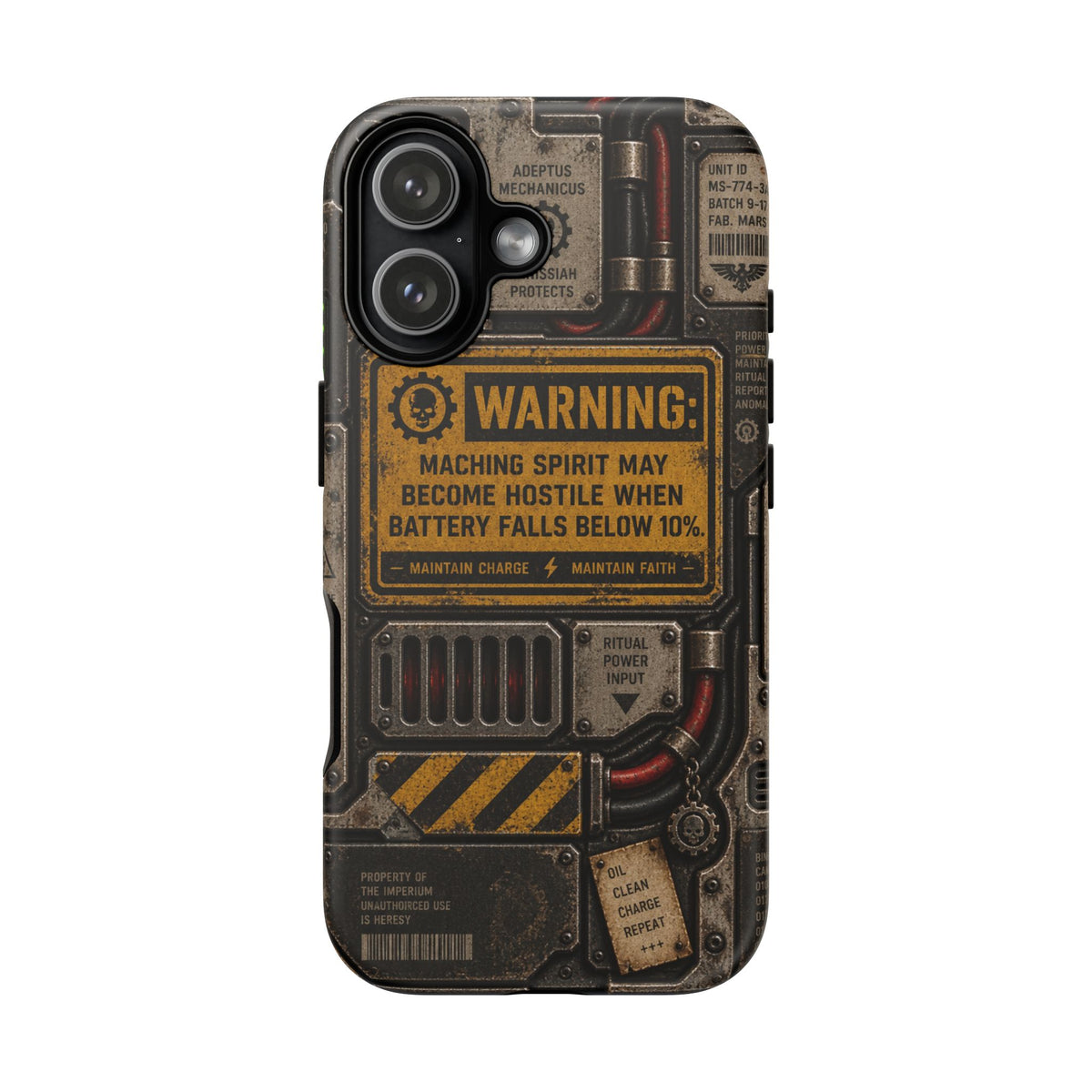 Machine Spirit Warning Phone Case | Grimdark Sci-Fi Design