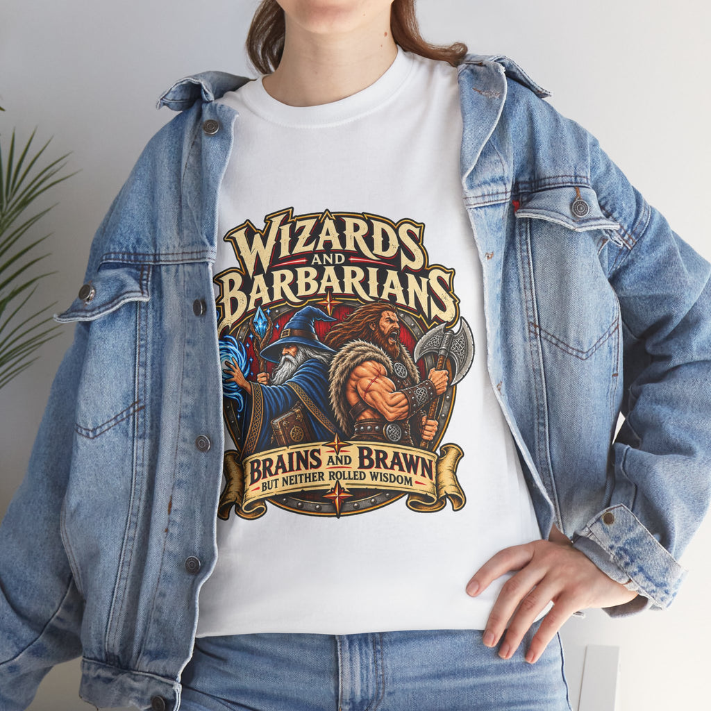 Wizards & Barbarians T-Shirt | Funny Fantasy RPG Gamer Tee