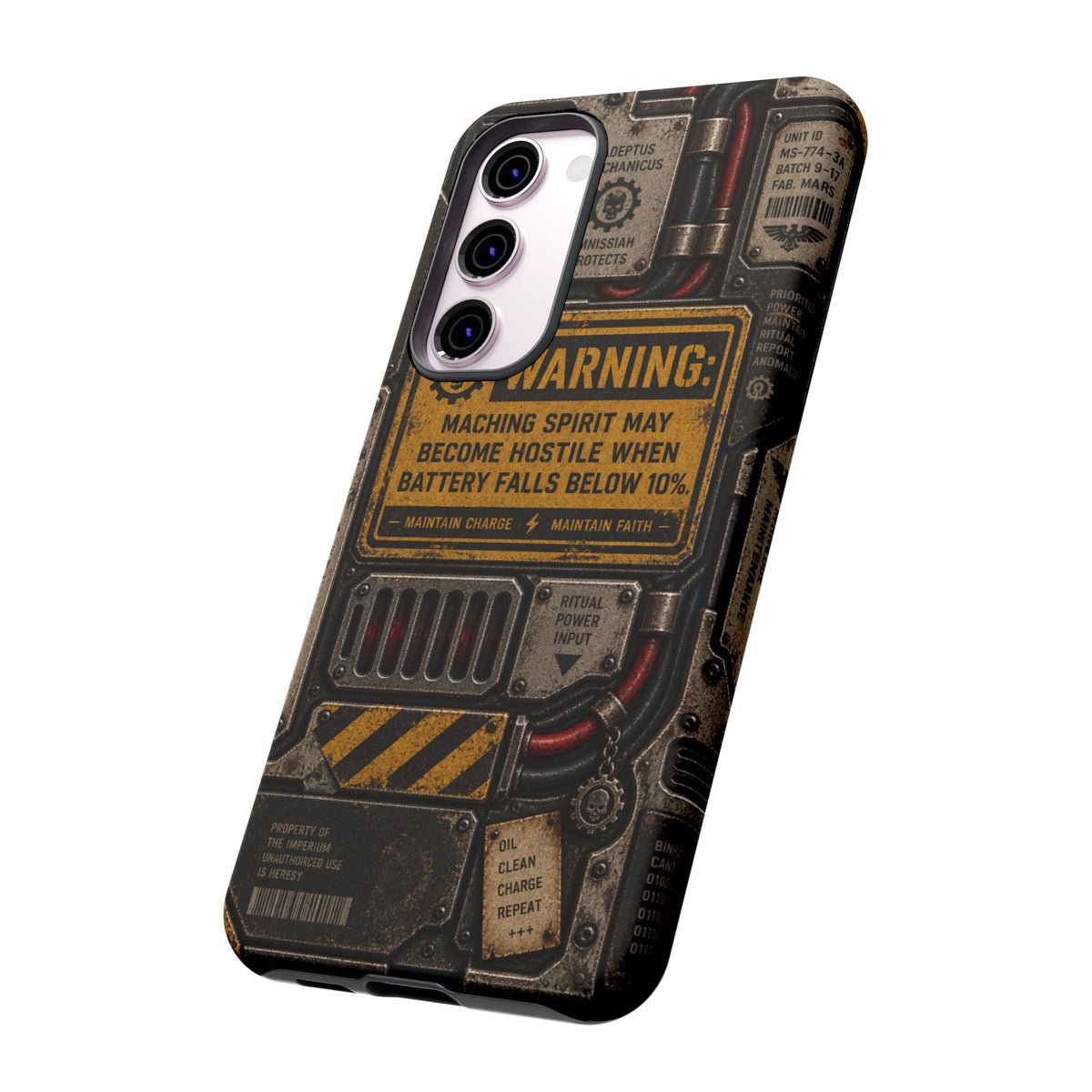 Machine Spirit Warning Phone Case | Grimdark Sci-Fi Design