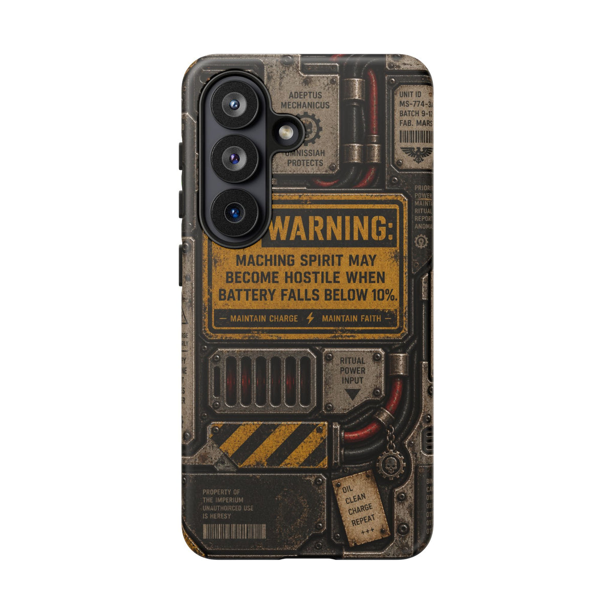 Machine Spirit Warning Phone Case | Grimdark Sci-Fi Design