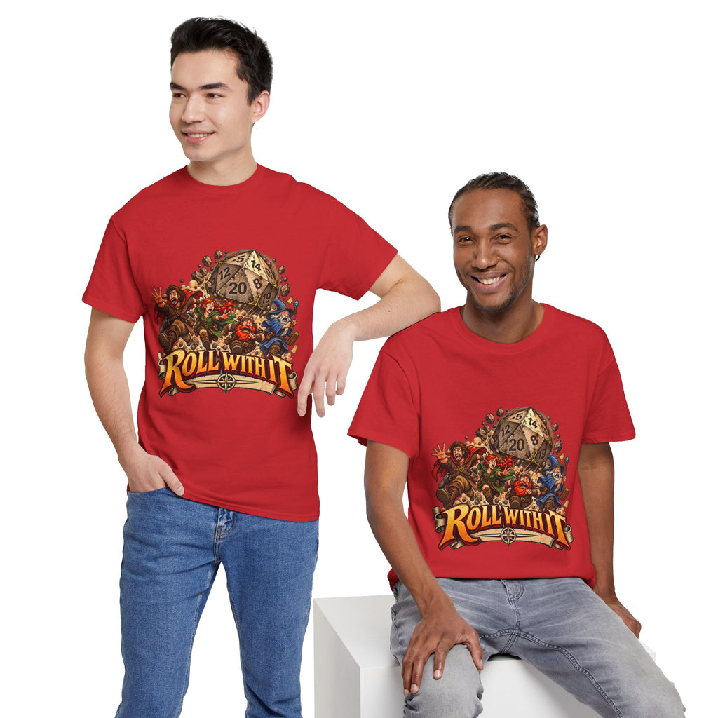Roll With It D20 T-Shirt | Funny Tabletop RPG Dice Tee