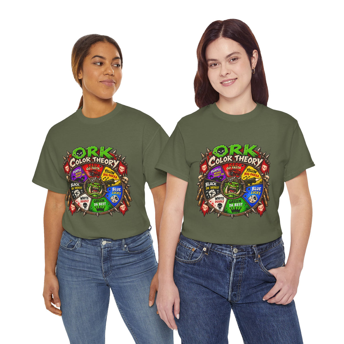 Green-Skin Color Theory T-Shirt – Funny Tabletop Wargaming Tee | Ork Fantasy Sci-Fi Gamer Shirt