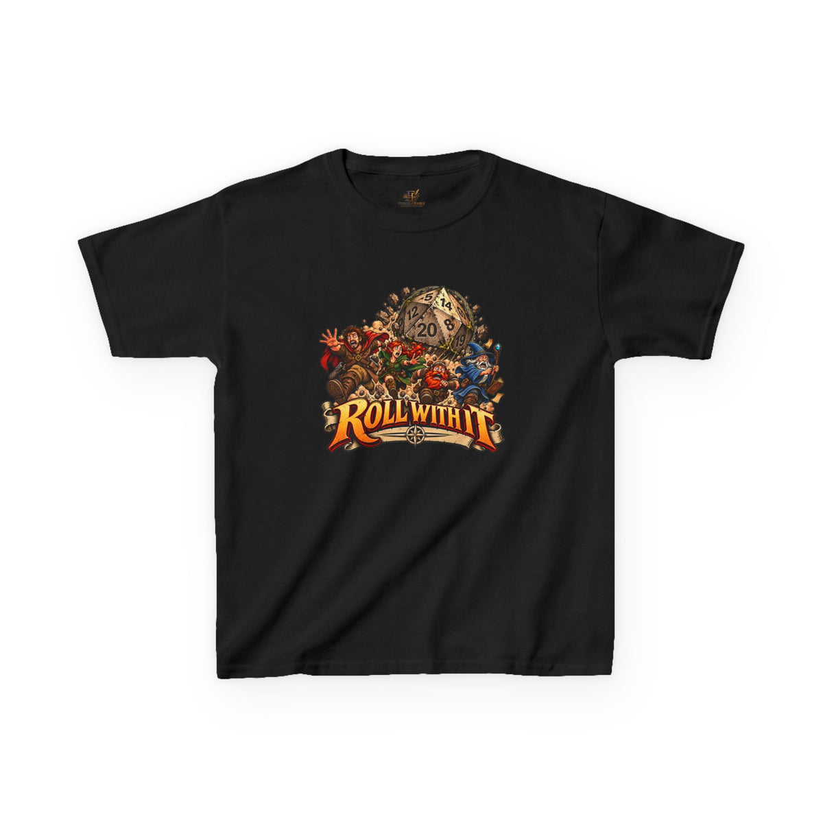 Kids Roll With It D20 T-Shirt | Funny Tabletop RPG Dice Tee