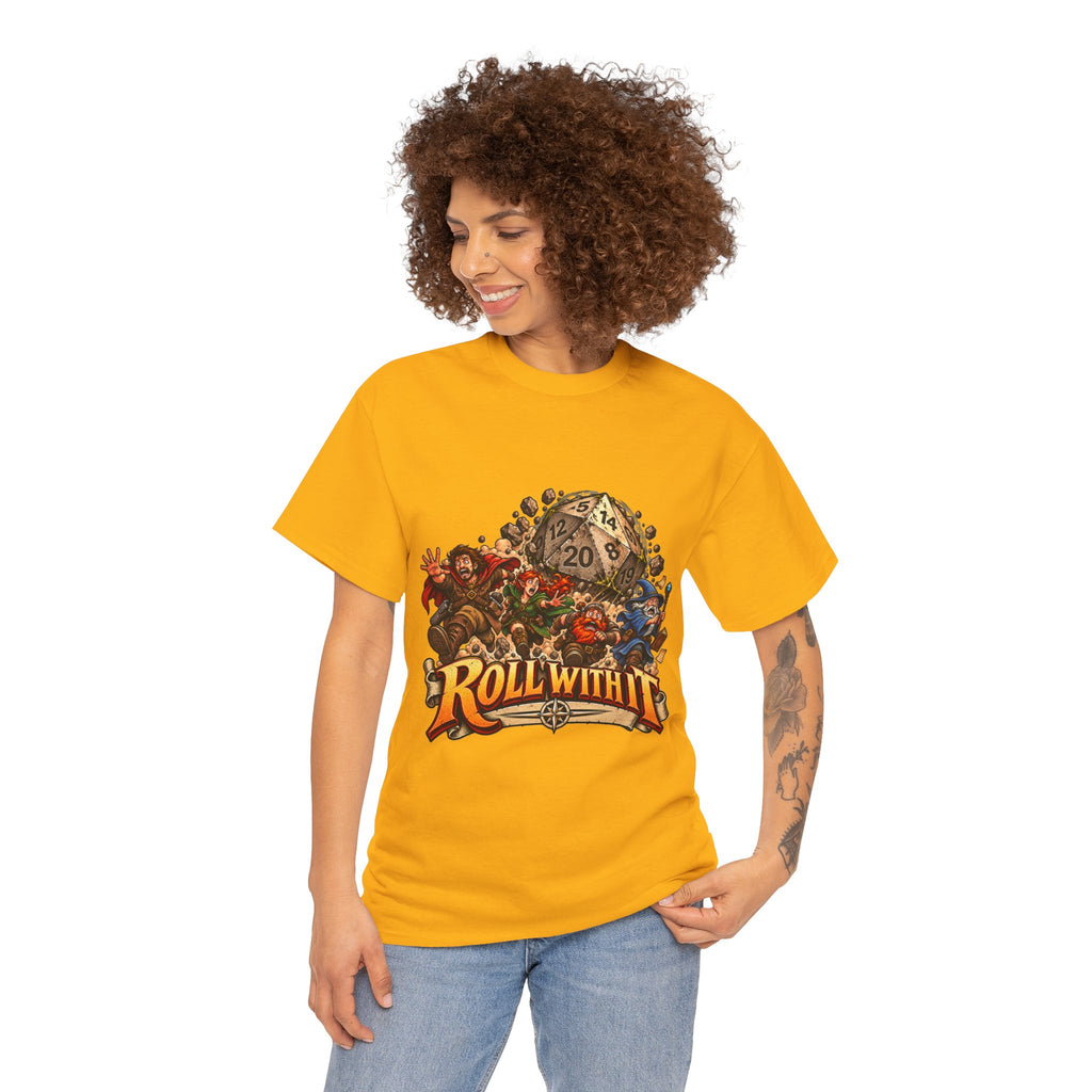 Roll With It D20 T-Shirt | Funny Tabletop RPG Dice Tee
