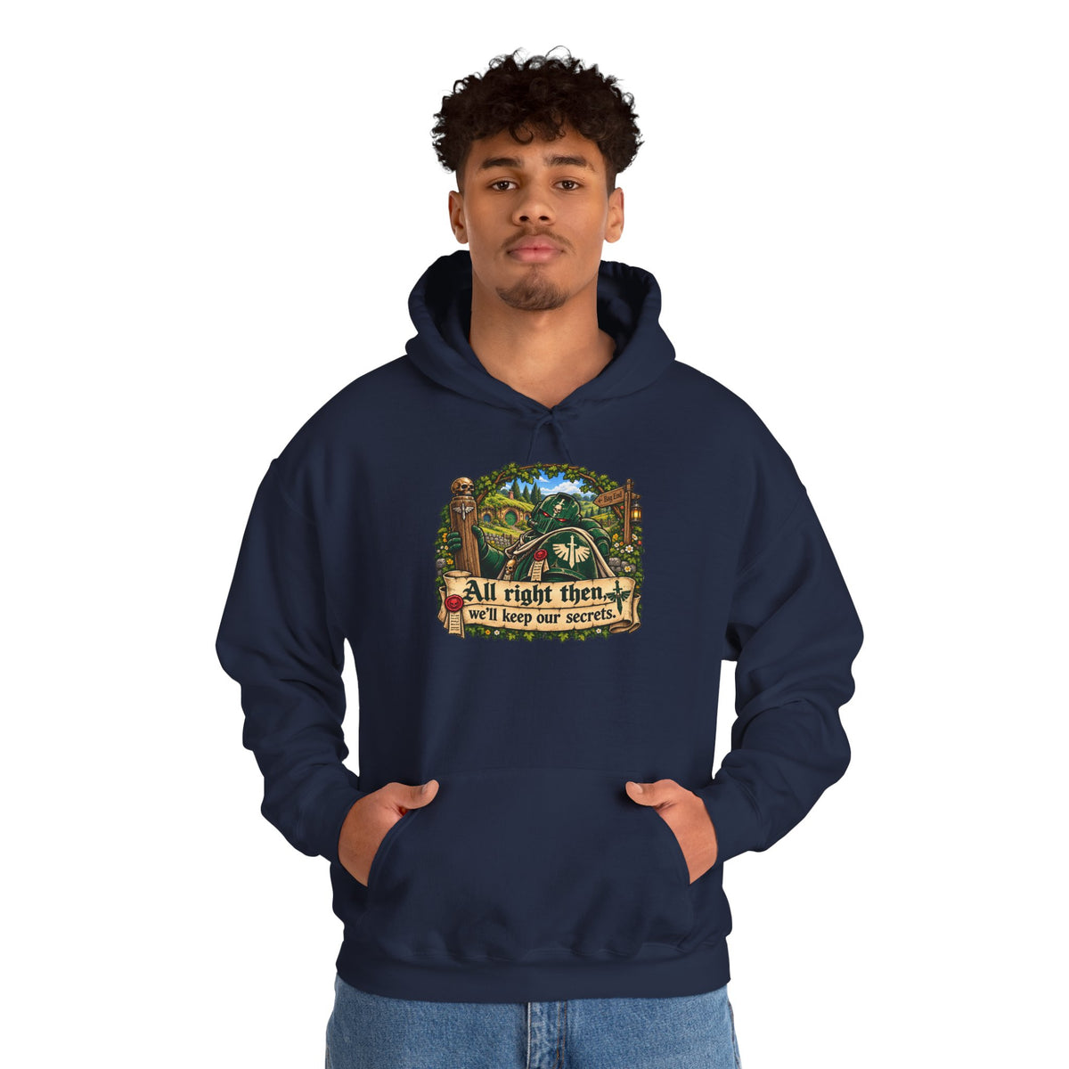 We’ll Keep Our Secrets Hoodie | Dark Angels Grimdark Warhammer Inspired Parody Graphic Pullover