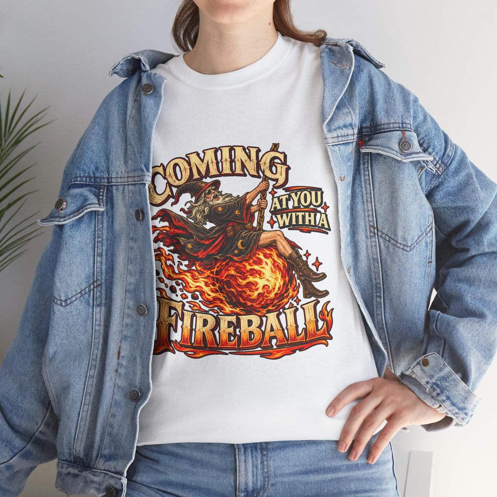 Coming at You With a Fireball Wizard T-Shirt | Funny Fantasy RPG Tee