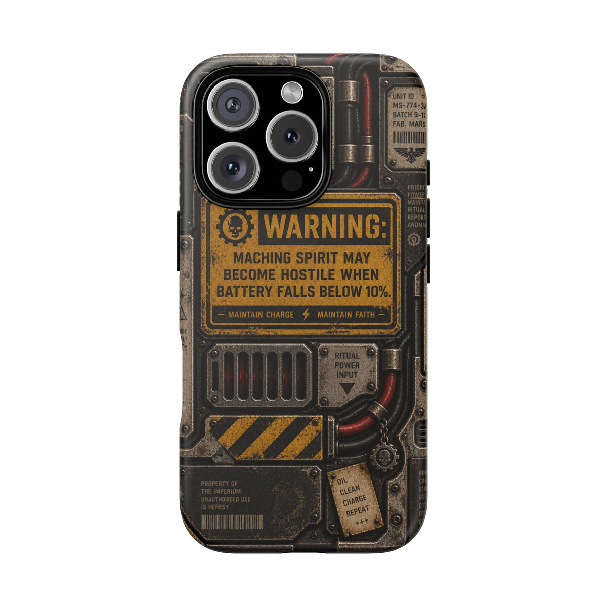 Machine Spirit Warning Phone Case | Grimdark Sci-Fi Design