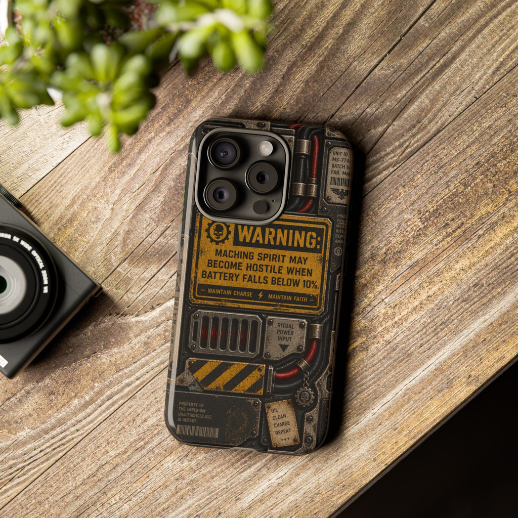 Machine Spirit Warning Phone Case | Grimdark Sci-Fi Design