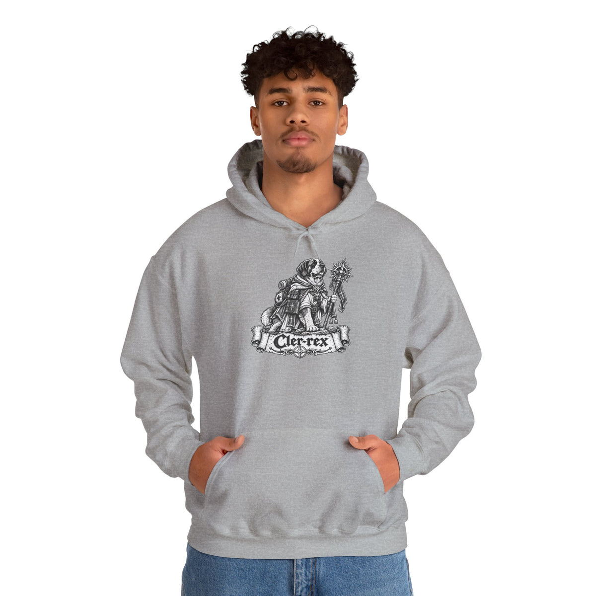 Cler-Rex Dog Hoodie – Cleric Fantasy RPG Pullover