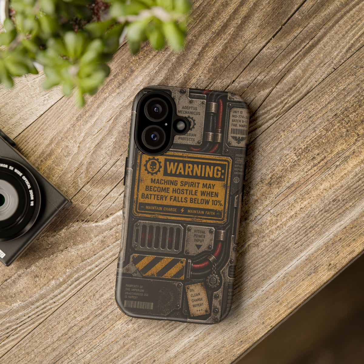 Machine Spirit Warning Phone Case | Grimdark Sci-Fi Design