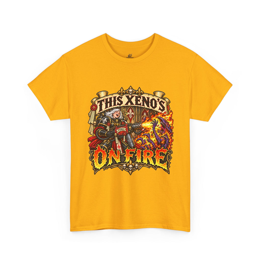 This Xeno’s on Fire Shirt – Sisters of Battle Music Parody Tee