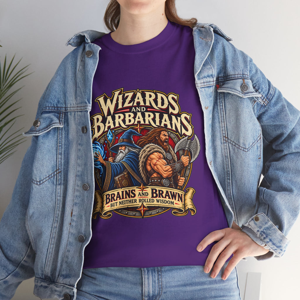 Wizards & Barbarians T-Shirt | Funny Fantasy RPG Gamer Tee