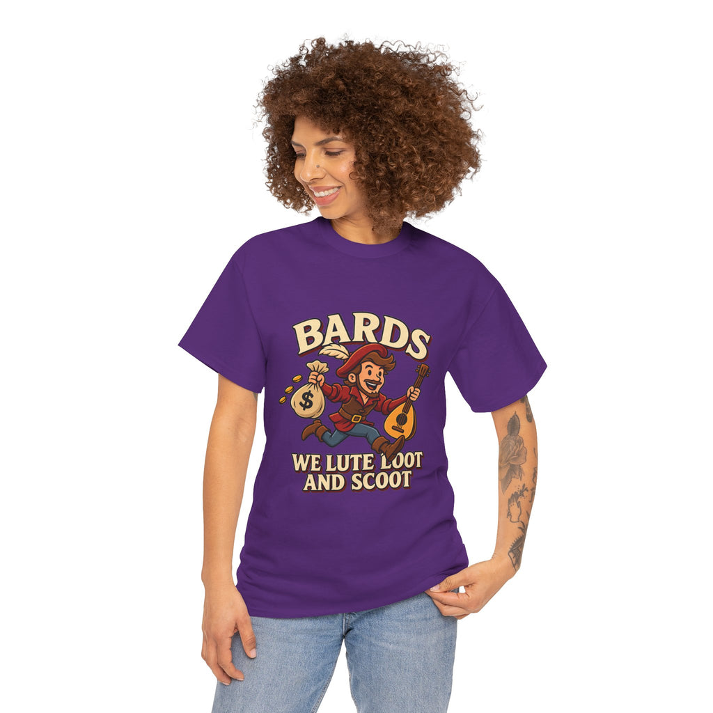Bards: We Lute, Loot & Scoot T-Shirt | Funny Fantasy RPG Tee