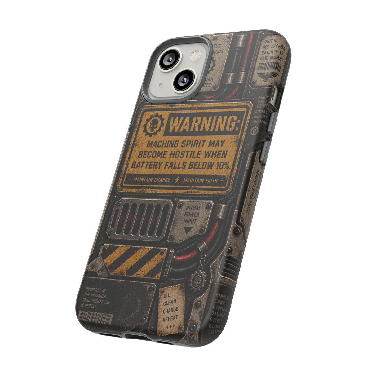 Machine Spirit Warning Phone Case | Grimdark Sci-Fi Design