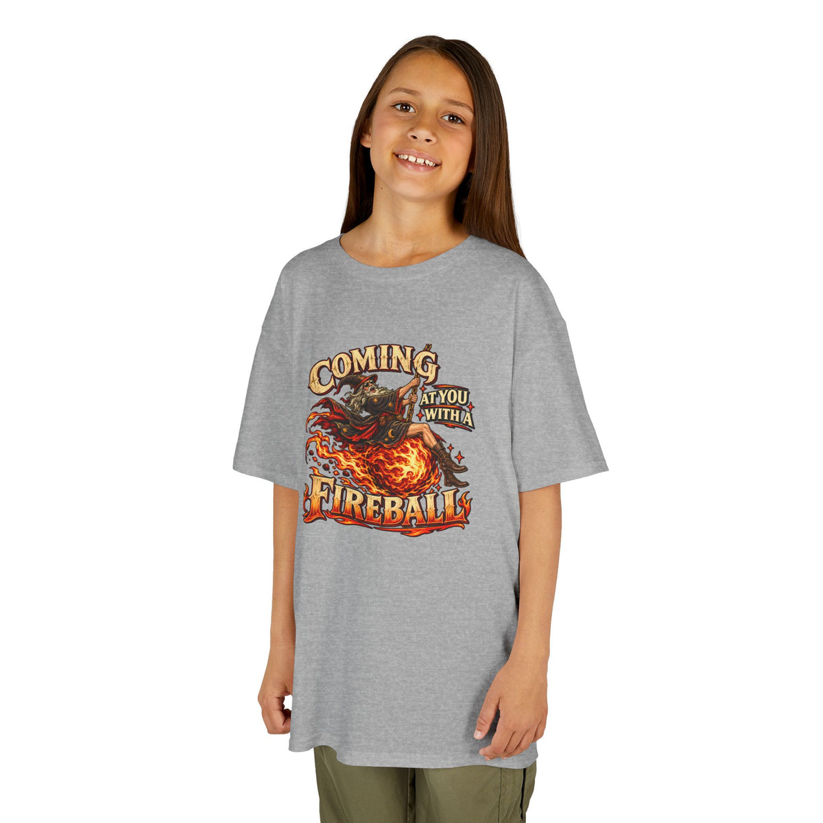 Kids Fireball Dragon T-Shirt | Cute Fantasy RPG Adventure Tee